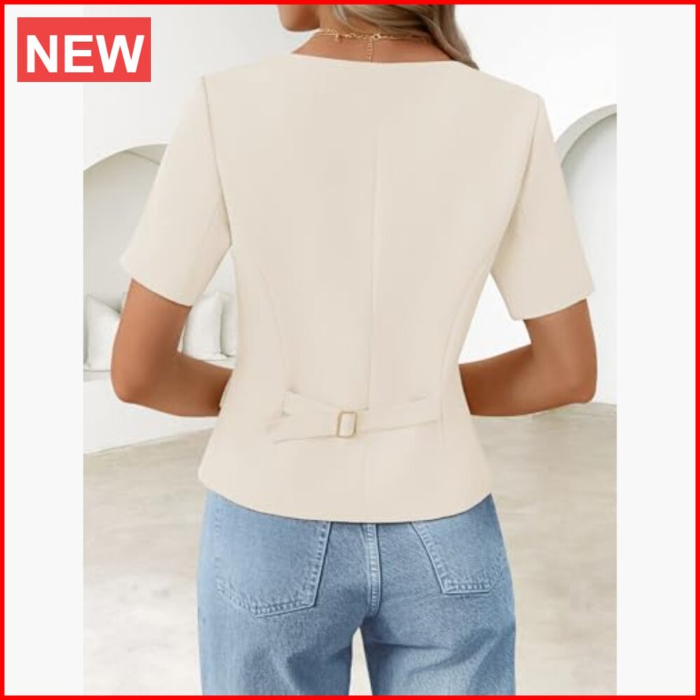 Polyester Elastane Square Neck Short Sleeve Blaze… - image 3